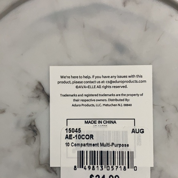 Relisted 10 compartment multi use revolving organizer faux marble look - Picture 10 of 12